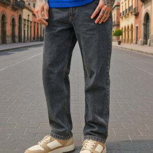 Men's Dark Grey Slim Straight Fit Stretchable Washed Mid-Rise Jeans Online