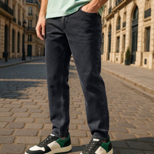 Men's Grey Slim Straight Fit Stretchable Mid-Rise Jeans Online