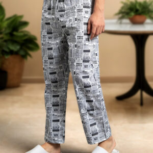 Men's White All Over Printed Pyjamas Online in India