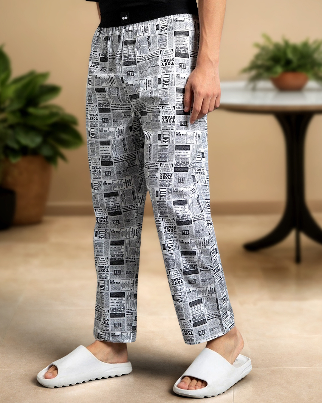 Men's White All Over Printed Pyjamas Online in India
