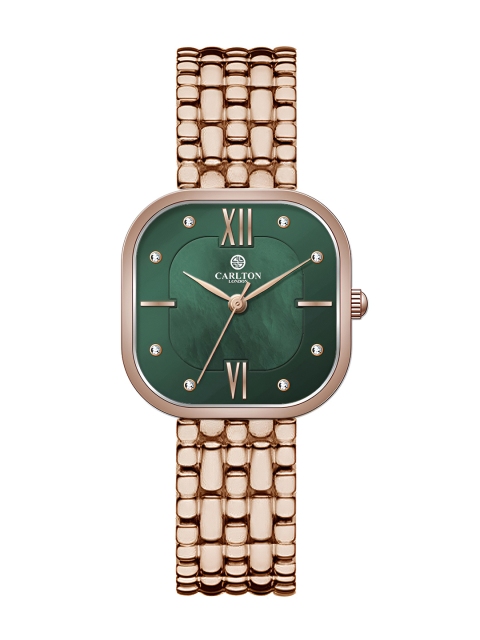 Carlton London Women Dial & Stainless Steel Bracelet Style Straps Analogue Watch CLSSCDGRN