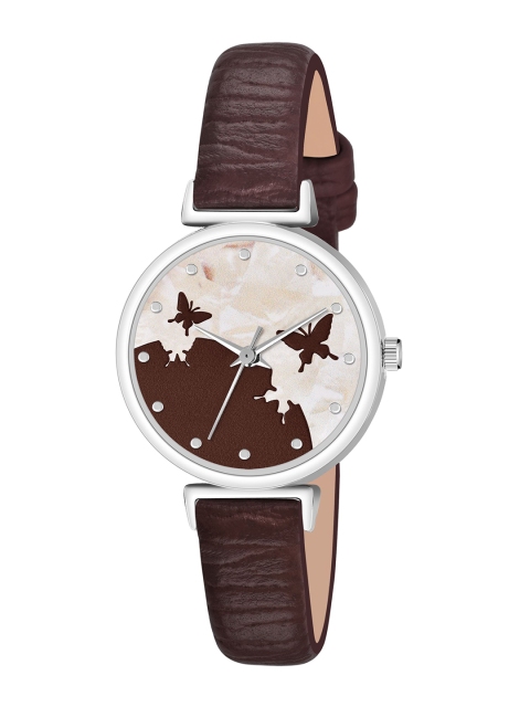 THE SHOPOHOLIC Printed Dial & Leather Straps Analogue Watch AB64-BROWN