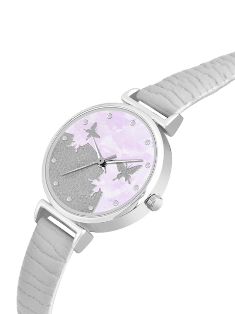 THE SHOPOHOLIC Printed Dial & Leather Straps Analogue Watch AB64-GREY