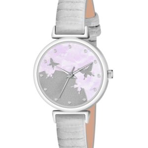 THE SHOPOHOLIC Printed Dial & Leather Straps Analogue Watch AB64-GREY