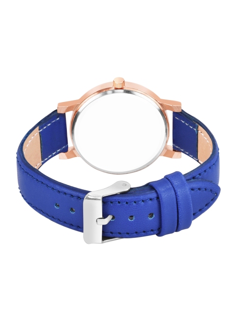 THE SHOPOHOLIC Printed Dial & Leather Straps Analogue Watch K-BLUE