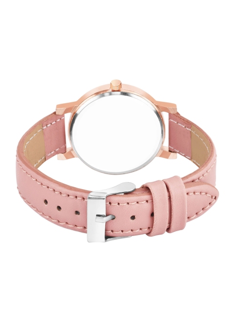THE SHOPOHOLIC Printed Dial & Leather Straps Analogue Watch K-PEACH