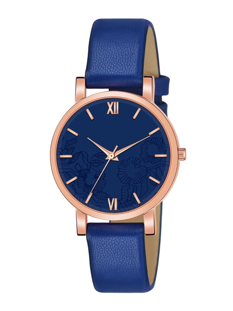 THE SHOPOHOLIC Women Dial & Leather Straps Analogue Watch R-Blue