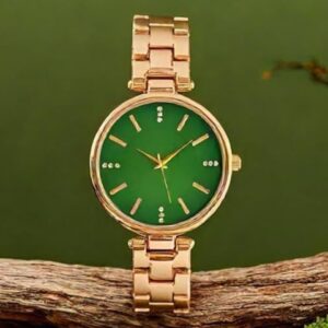 THE SHOPOHOLIC Women Diamond Studded Dial Wrist Watch RT - GREEN