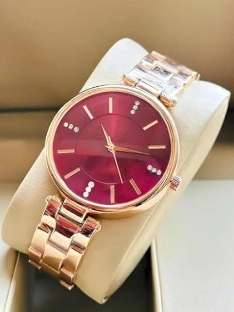 THE SHOPOHOLIC Women Diamond Studded Dial Wrist Watch RT - RED