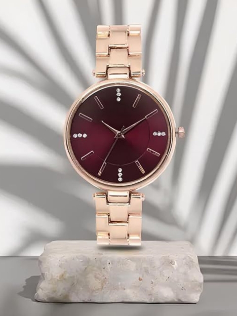 THE SHOPOHOLIC Women Diamond Studded Dial Wrist Watch RT - RED