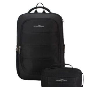 TRIBE Unisex Black Backpack with Lunch Bag