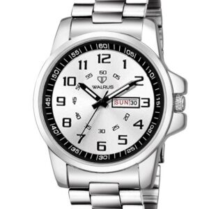 Men Brass Dial & Steel Toned Stainless Steel Bracelet Style Straps Analogue Watch