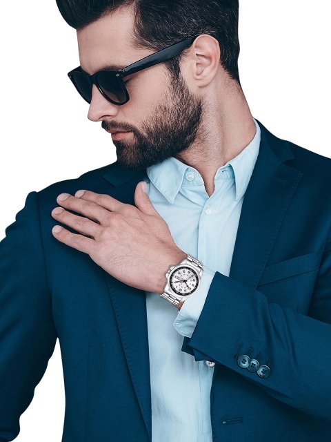 Men Brass Dial & Steel Toned Stainless Steel Bracelet Style Straps Analogue Watch - Image 4