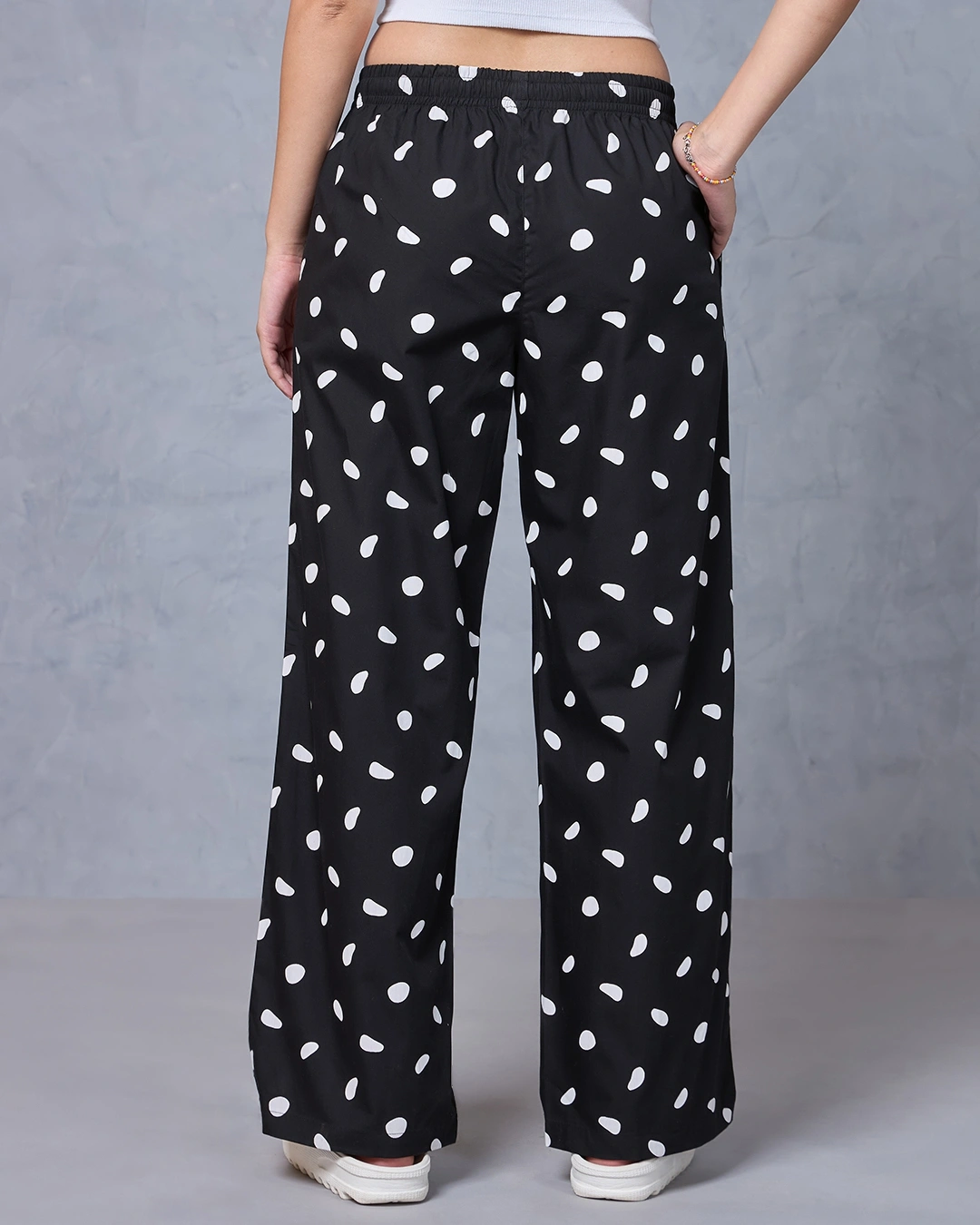 Black All Over Printed Wide Leg Pyjamas - Image 2