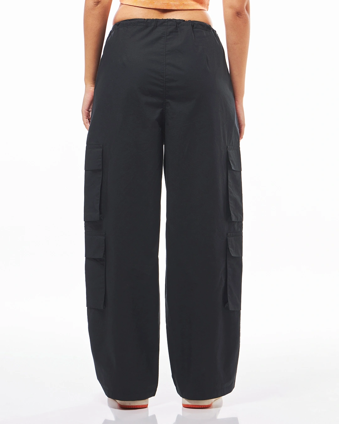 Black Baggy Oversized Cargo Parachute Pants - Image 2