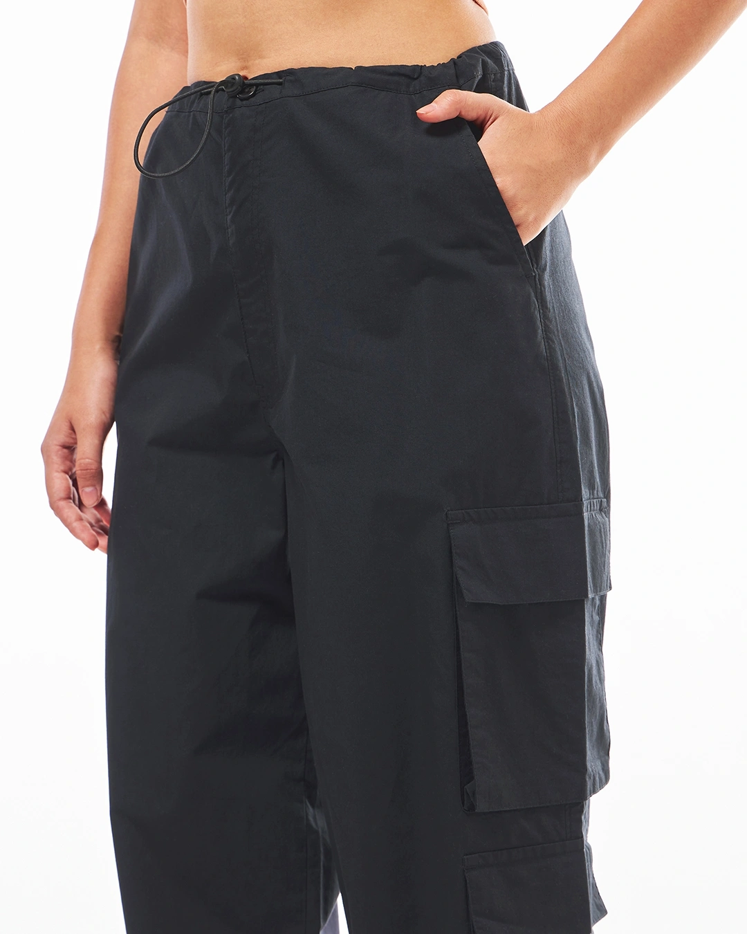 Black Baggy Oversized Cargo Parachute Pants - Image 3