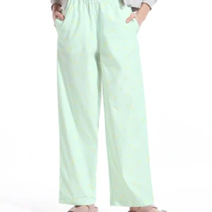 Light Green All Over Printed Wide Leg Pyjamas