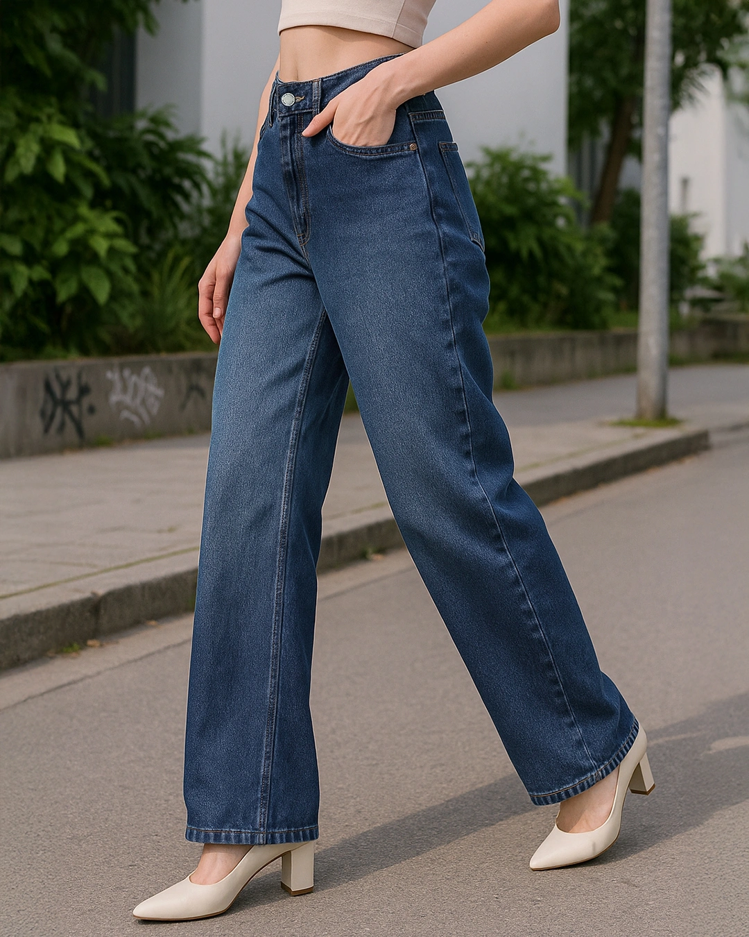 Blue Baggy Straight Fit Jeans