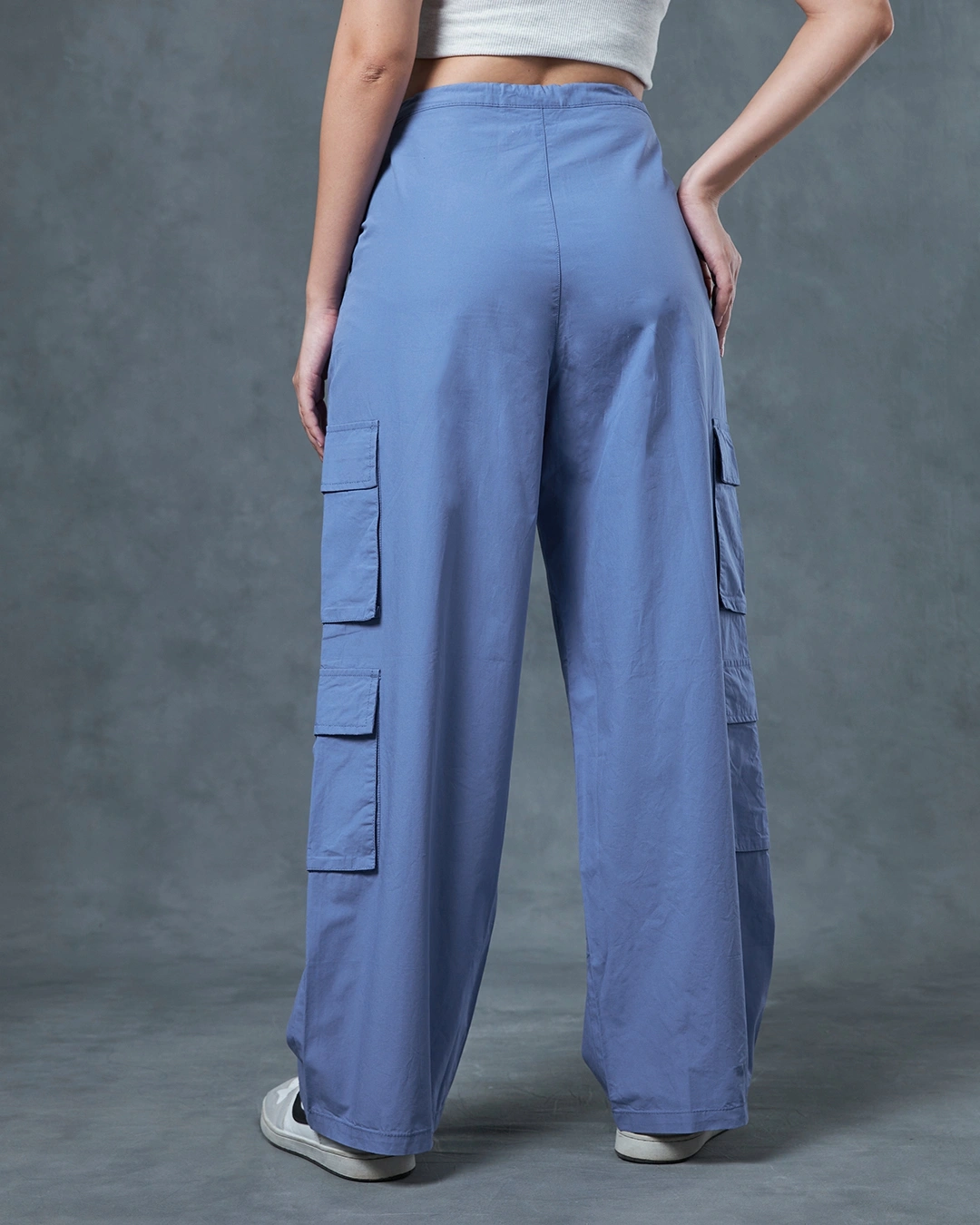 Blue Baggy Oversized Cargo Parachute Pants - Image 2