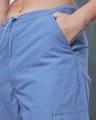 Blue Baggy Oversized Cargo Parachute Pants - Image 3