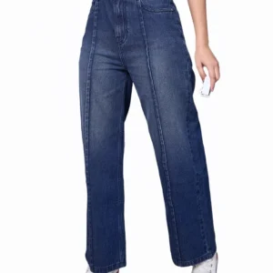 Blue Washed Straight Fit Jeans