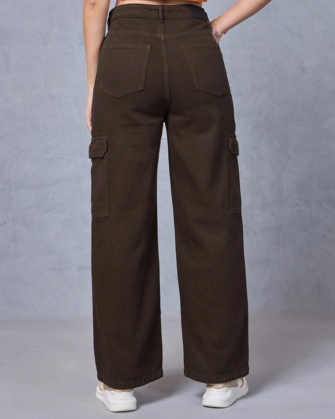 Brown Straight Fit Cargo Jeans - Image 2