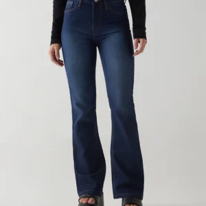 Dark Blue Washed Bootcut Jeans