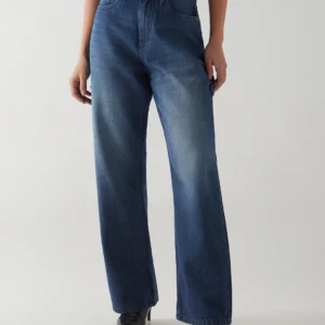 Dark Blue Washed Wide Leg Carpenter Jeans