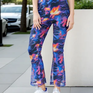 Multicolor All Over Printed Slim Fit Flared Pants
