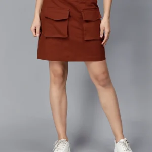 Tan Slim Fit Cargo Skirts