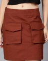 Tan Slim Fit Cargo Skirts - Image 3