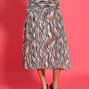 White & Black Abstract Printed Skirts