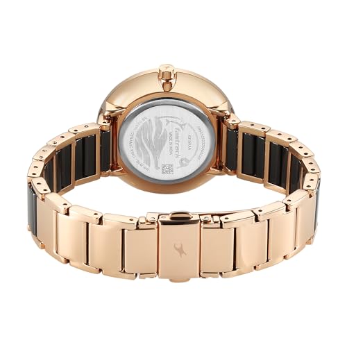 Fastrack Oceanyx - Ceramic Quartz Black Round Dial Women's Watch | Brass Solid Links Material | Multi Color Band - 6315KD03 - Image 4