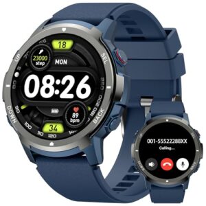 ICHPULG Smart Watches for Men with 4 Buttons, 1.43'' AMOLED Fitness Watch with Heart Rate/BP/Sleep Tracker, Pedometer, 110+ Sport Modes, Password, Waterproof Military Smart Watch for Android iOS