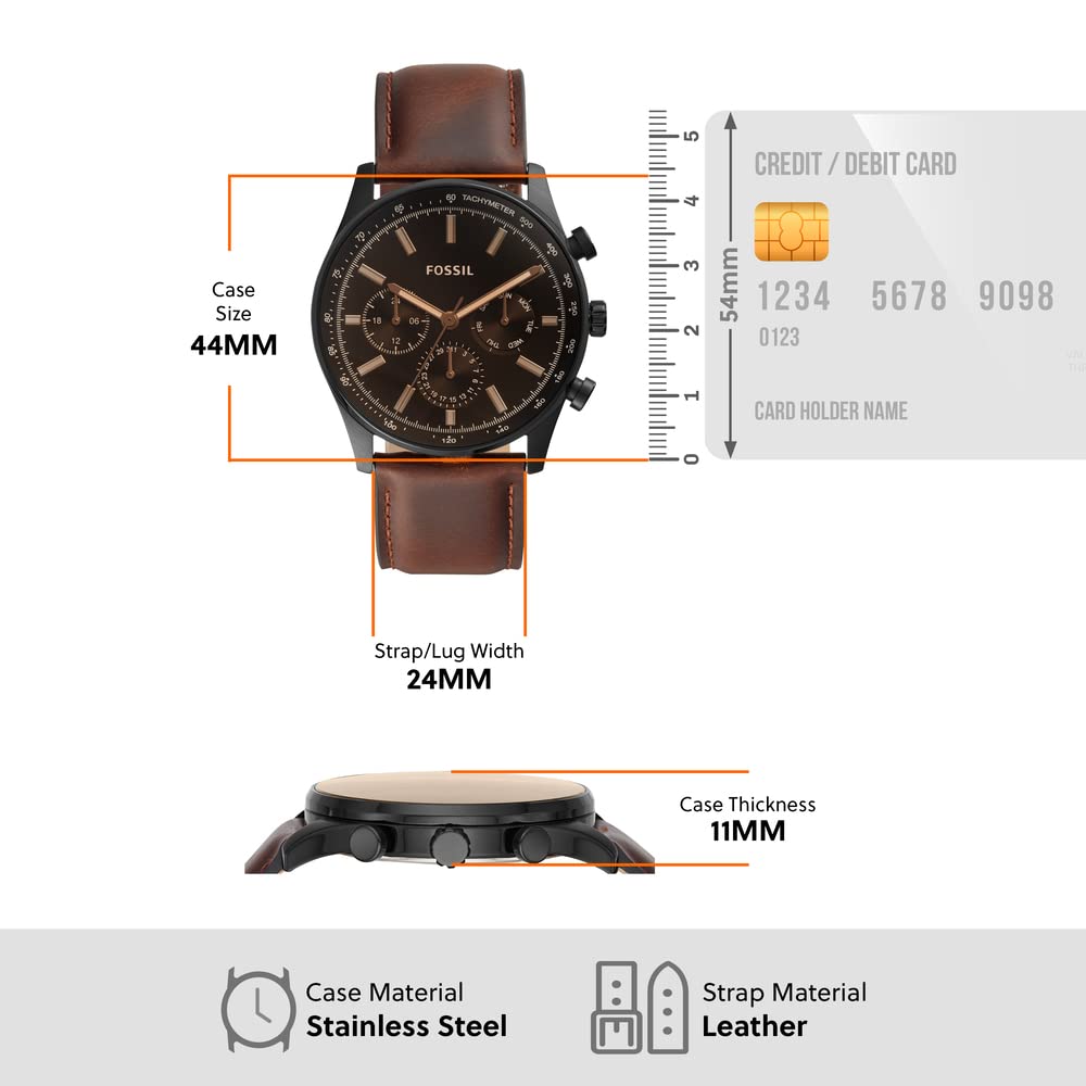 Fossil Sullivan Analog Black Dial Men's Leather Watch-BQ2457 - Image 3