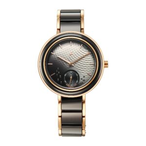Fastrack Oceanyx - Ceramic Quartz Black Round Dial Women's Watch | Brass Solid Links Material | Multi Color Band - 6315KD03