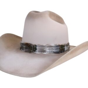 Arikara Western Feather Cowboy Hat Band for Men Women Natural Feather, Grey, One Size