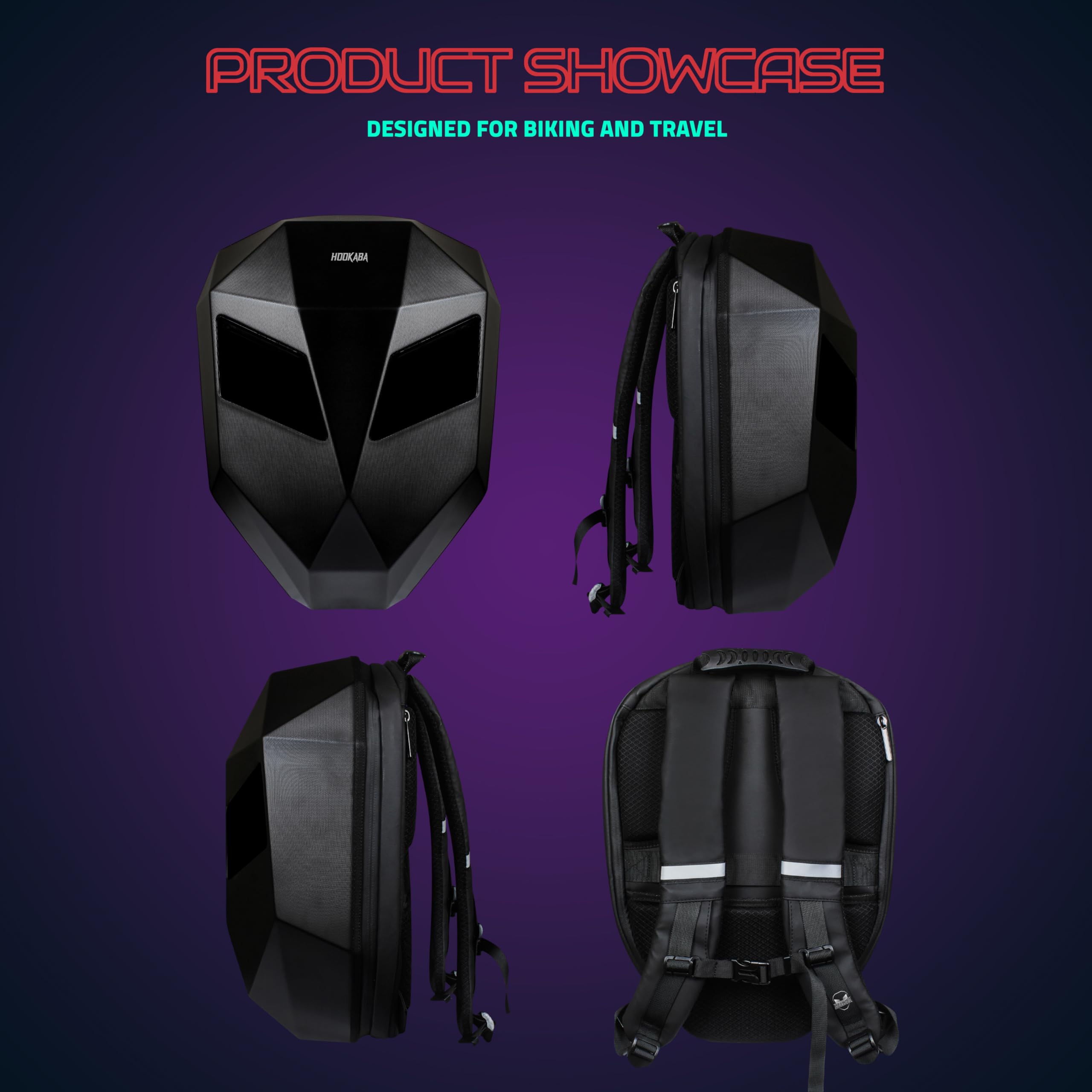 Hookaba Eye Rover LED Backpack 31L (Black) | Motorcycle Riding Bag With Programmable Screen | App Control & Water Resistant | Unisex Expandable Daypack For College, Travel, Laptop, Helmet - Image 6