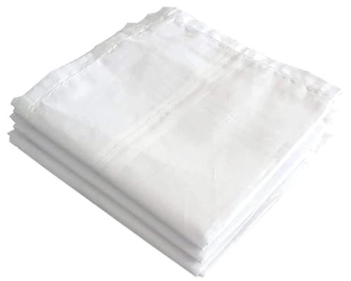 Cotton Premium Collection Casual Style Handkerchiefs Hanky For Men - White Striped | Lining Design Men's Handkerchiefs | Perfect for Gift | Size: XXL (3, Plain White Size: XXL Men's Handkerchiefs)