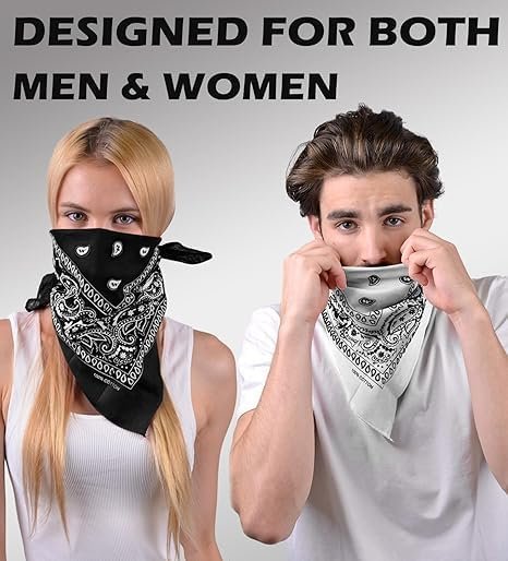 Aenon Fashion is my passion Soft Breathable Cotton Paisley Bandana Handkerchief For Hair Head Bike For Men & Women (1, White) - Image 2