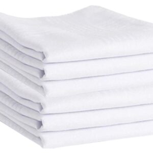 Kuber Industries 100% Cotton Premium Collection Handkerchiefs Hanky for Men, Set of 6 (White), Standard (HS_37_KUBMART020430)