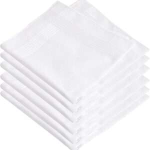 Kuber Industries Cotton Premium Collection Handkerchief|Easy Wash & Premium Cotton Fabric|Plain & Solid Color|Size 42 x 42 CM Pack of 6 (White)