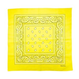 DIKHAWA Unisex Cotton Bandana/Head Wrap/Wristband/Face Cover/Handkerchief For Men And Women (YELLOW_50CM X 50CM_Pack of 1)