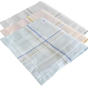 Heart Home Men's Handkerchiefs, 100% Pure Cotton, Pocket Square Hankies, Classic Plaid Pattern Perfect for Gift, Set of 3 (Lite Colour), Standard (HS_37_HEARTH020421)