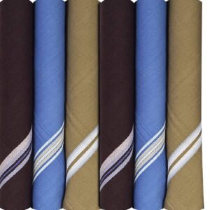 Kuber Industries 100% Cotton Premium Collection Casual Style Handkerchiefs Hanky for Men Set of 6 (Dark Color) Blue