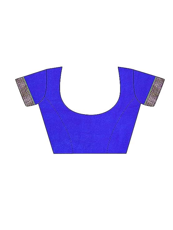 SIRIL Women’s Lace & Printed Chiffon Saree with Blouse(2206S934_Blue & Multi)