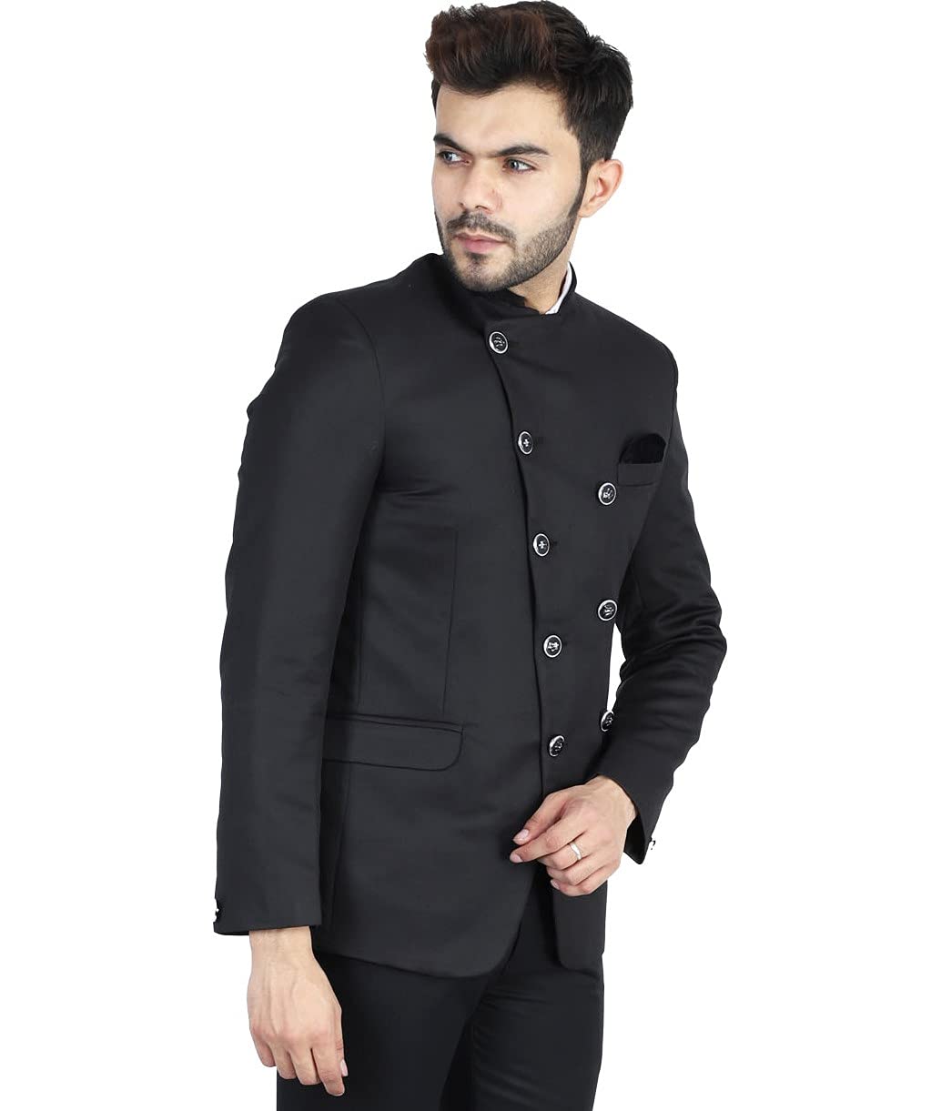 TAHVO Men Black Bandgala Blazer with Hanky, black2, 38 - Image 7