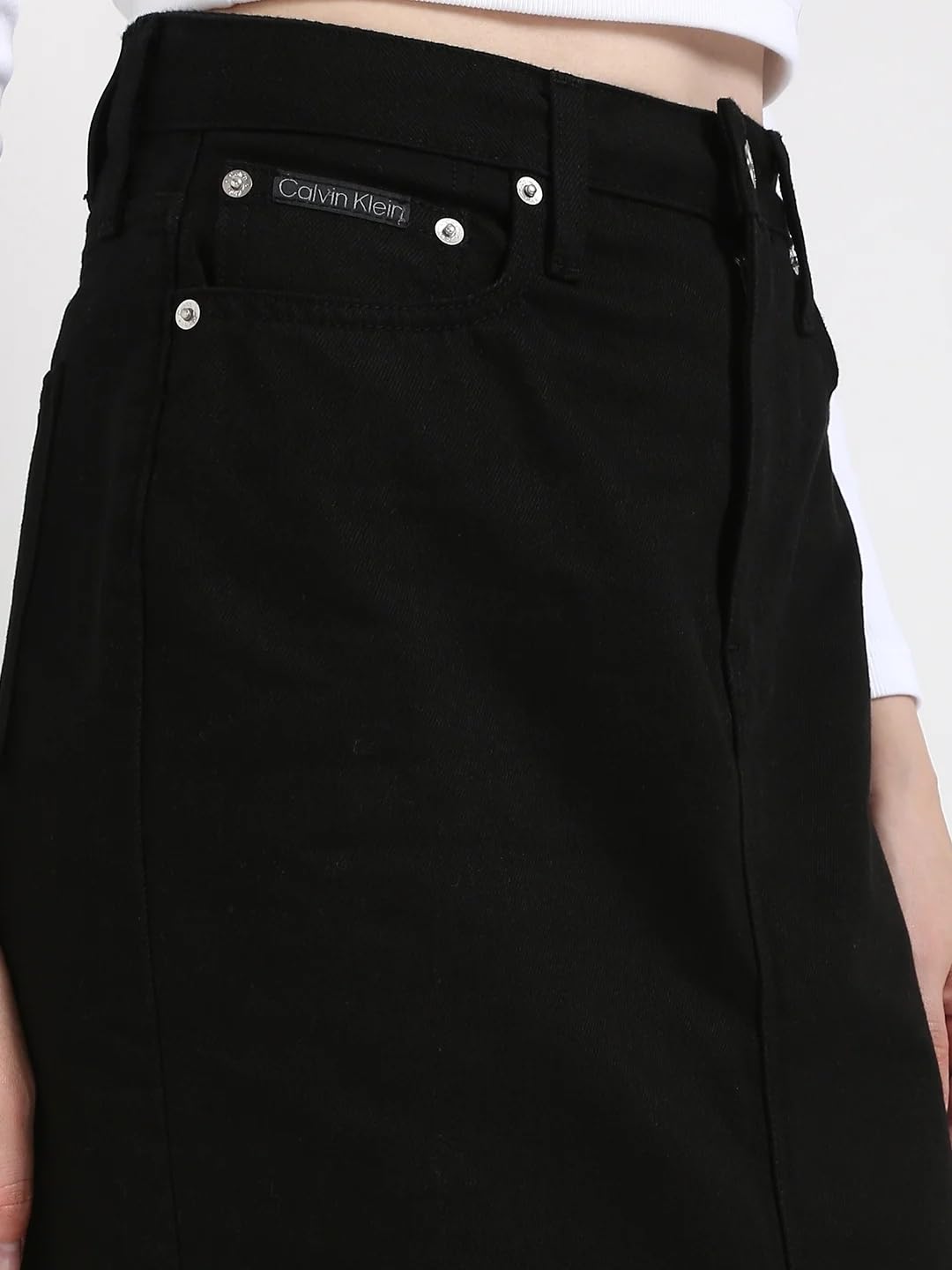 Slim Fit Solid Mid Rise Skirt