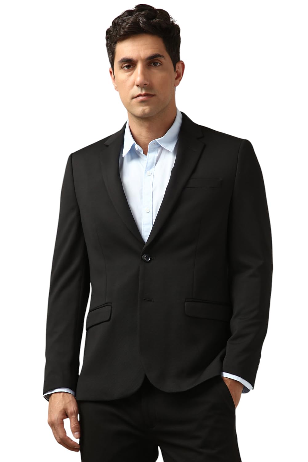 Peter England Men Classic Single Breasted Blazer (PIBZWNSPU72108_Black dress material - Shoppermaart