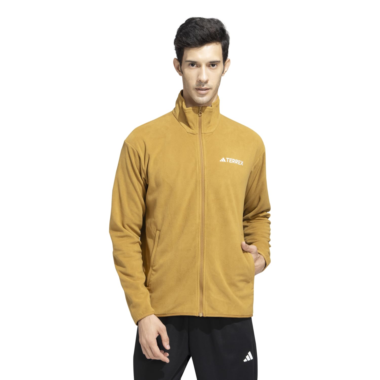 adidas Men Polar Fleece Jacket |Mt Ess Fz Fl| Brown | Size-Xl | dress material - Shoppermaart